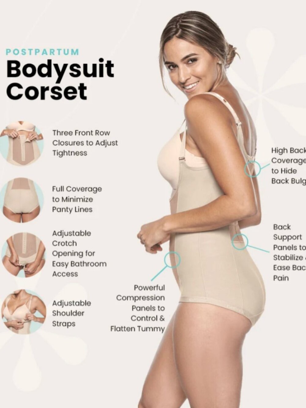 Bellefit Bodysuit Corset Postpartum Girdle - Belly Support Band XXL Beige